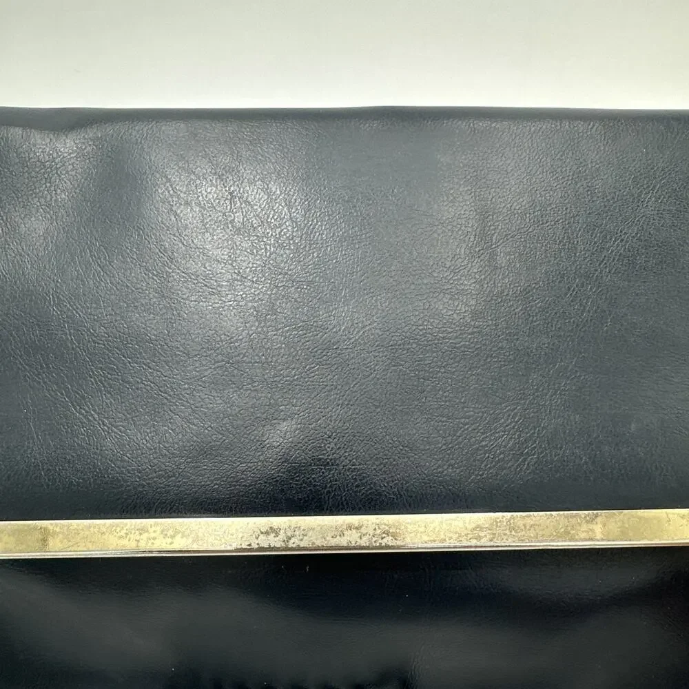 Vintage Navy Envelope Clutch/ Shoulder Bag Gold Detailing